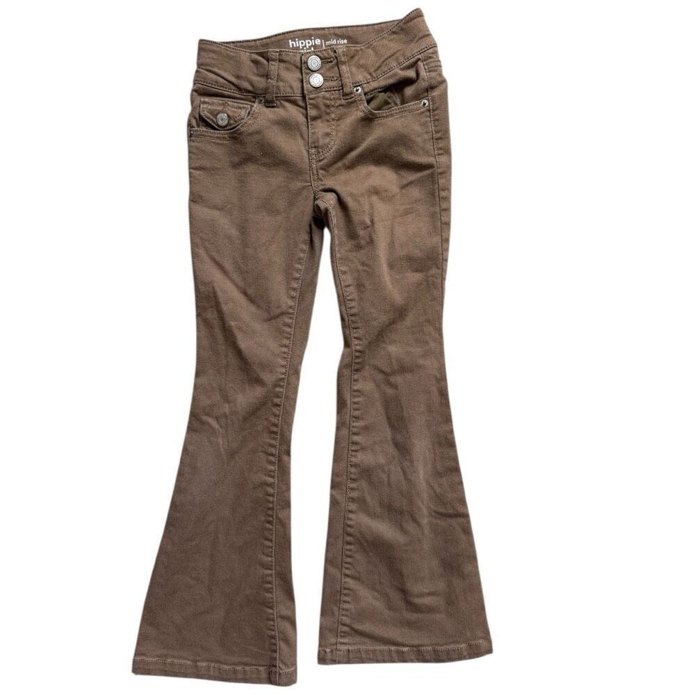 Youth Girls Hippie Girl Mid Rise Coffee Flare Leg Pants - Sz 7